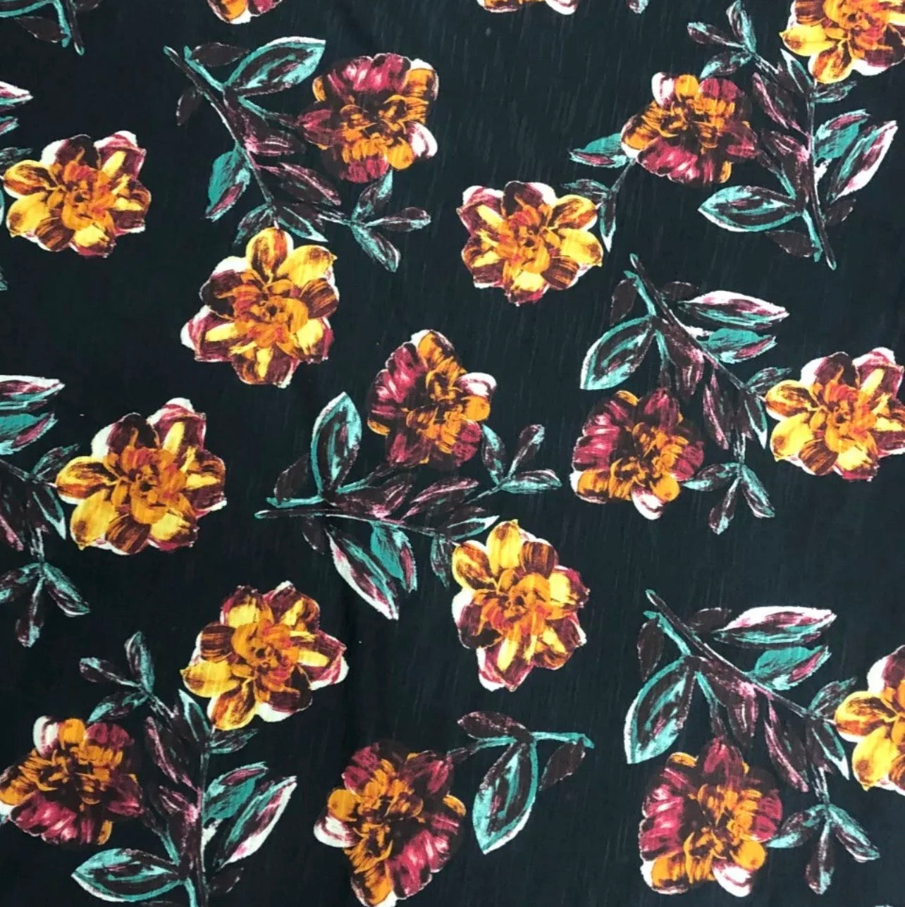 3 Metres Slub Stretch Jersey Fabric (58 Inches) - Print Multi Coloured Floral