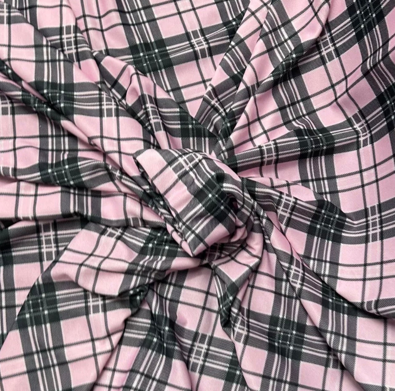 3 Metres Valentino Scuba Crepe Jersey Stretch Fabric (58 Inches) - Check Pink Black