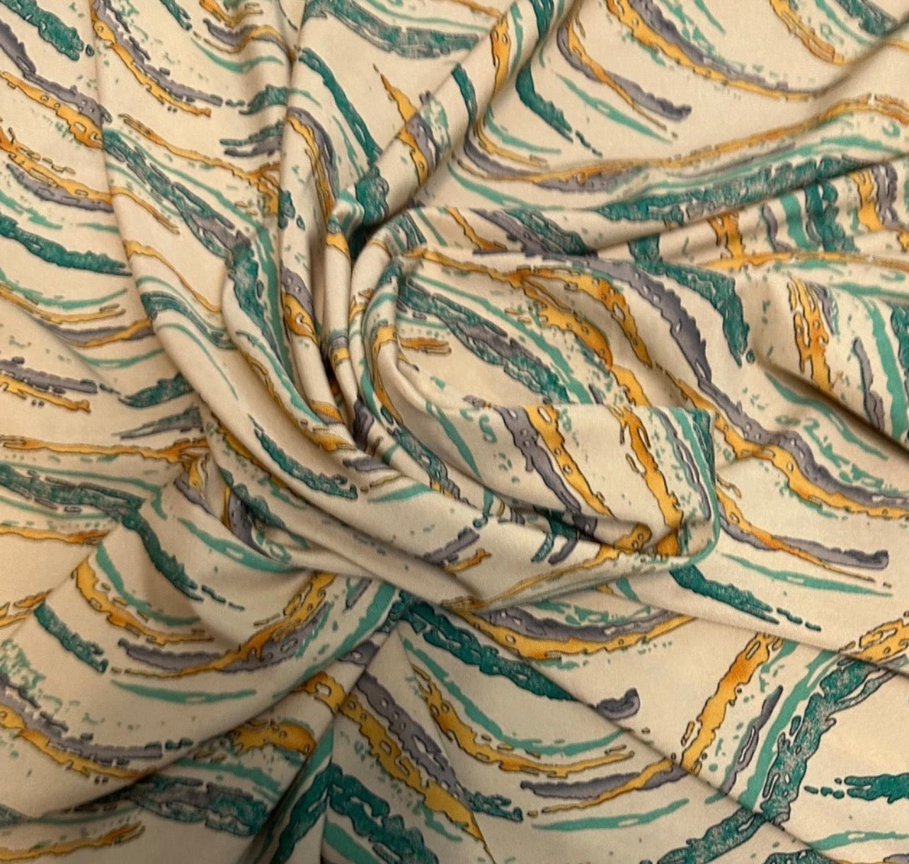 3 Metres Woven Crepe De Chine Fabric (58 Inches) - Waves Multi Coloured Print