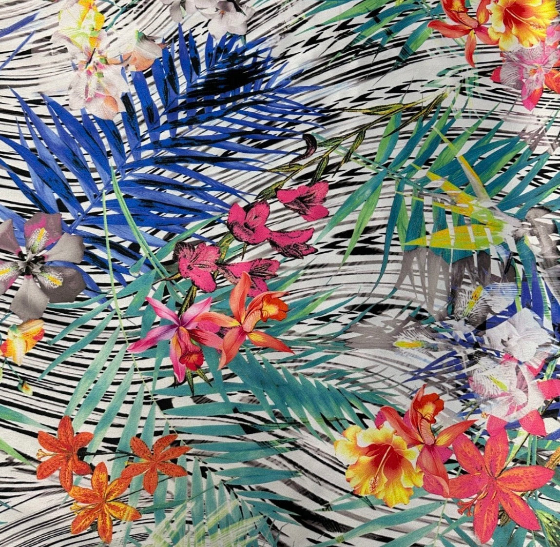 3 Metres Medium Weight Woven Satin Crepe Fabric (58 Inches) - Floral Multi Colour 2