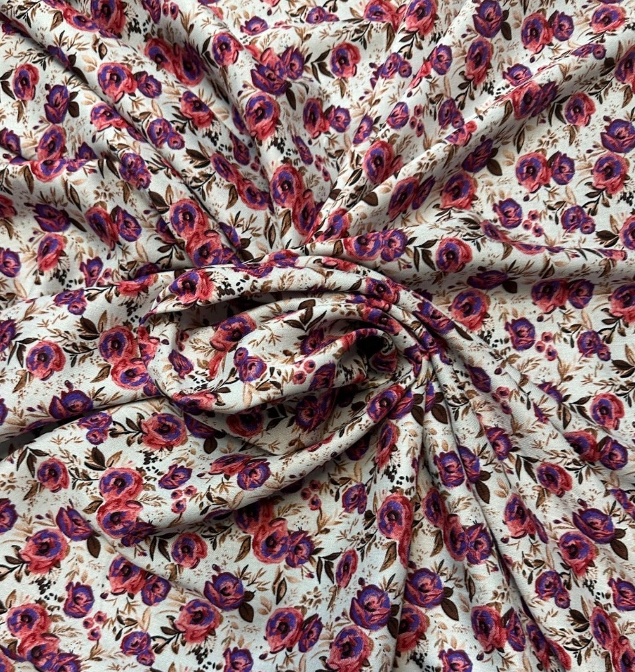 3 Metres Soft Cotton Viscose Fabric (58 Inches) - Multi Coloured Floral Print