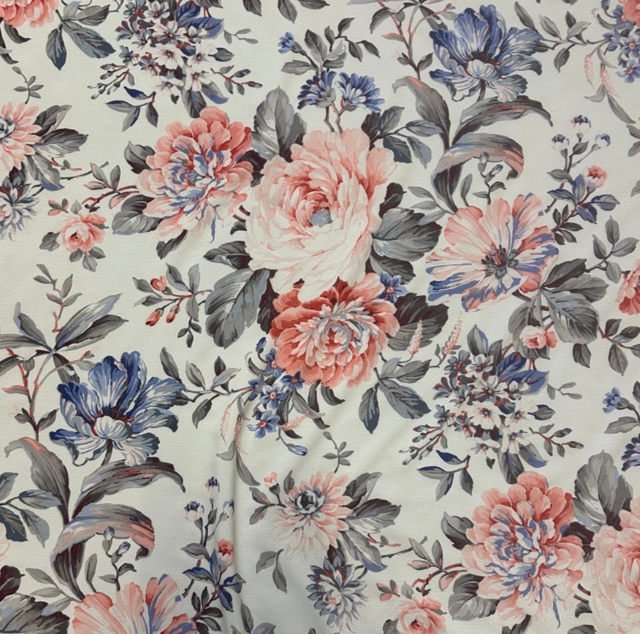 3 Metres Floral Woven Crepe De Chine Fabric (58 Inches) - Ivory Multi Coloured