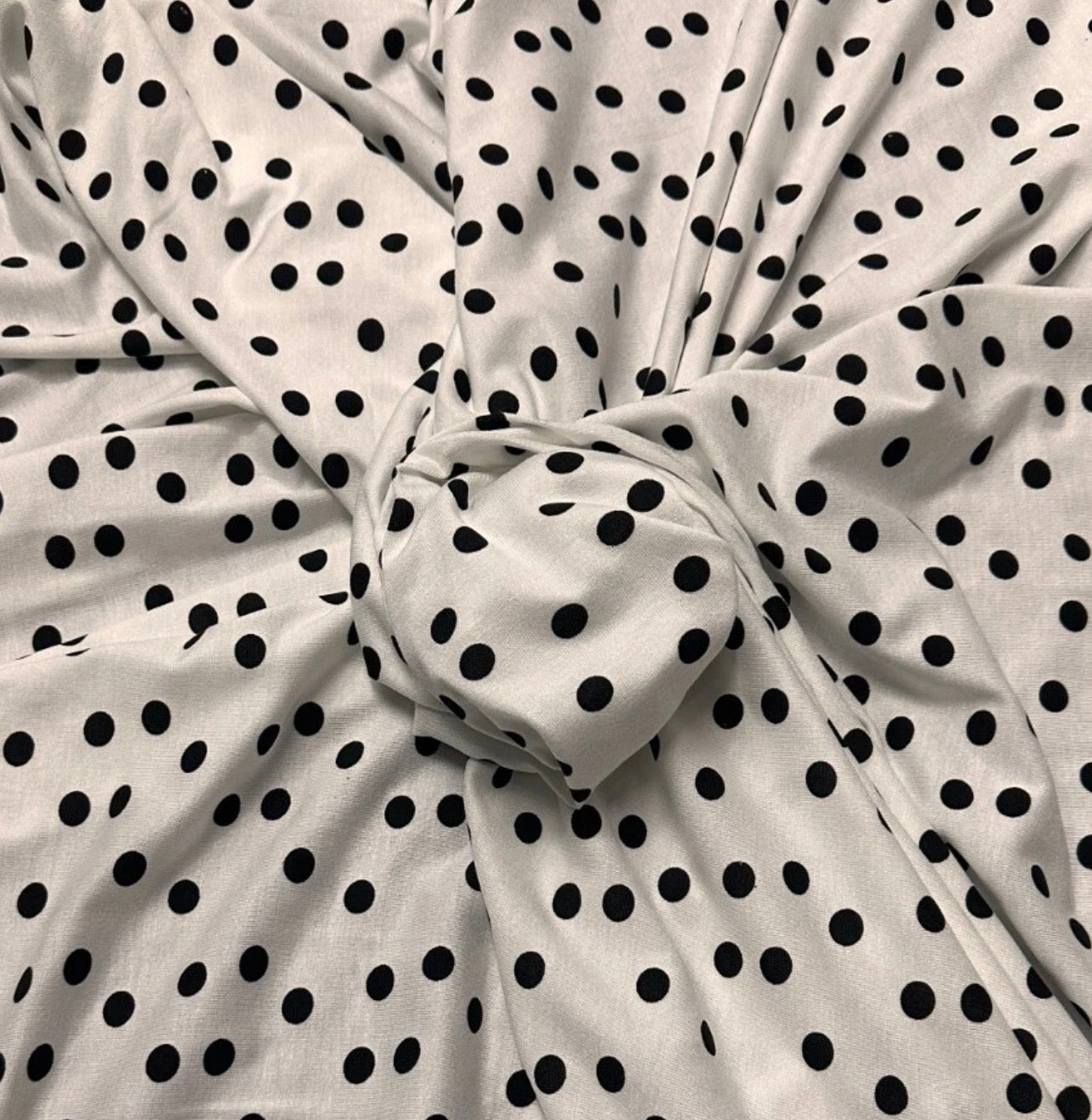 3 Metres Viscose Elastane Single Jersey Stretch Fabric (58 Inches) - Polka Dot 1cm Print