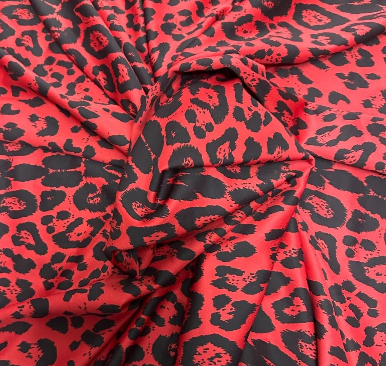 3 Metres Scuba Stretch Jersey Fabric (58 Inches) - Animal Red Leopard