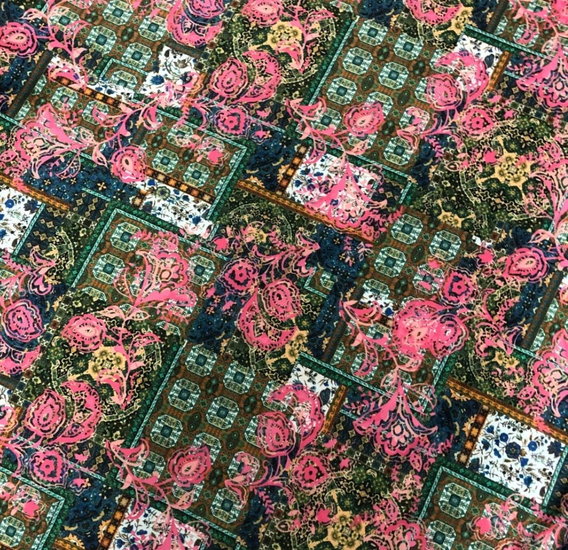 3 Metres Scuba Stretch Jersey Fabric (58 Inches) - Pink Random Print