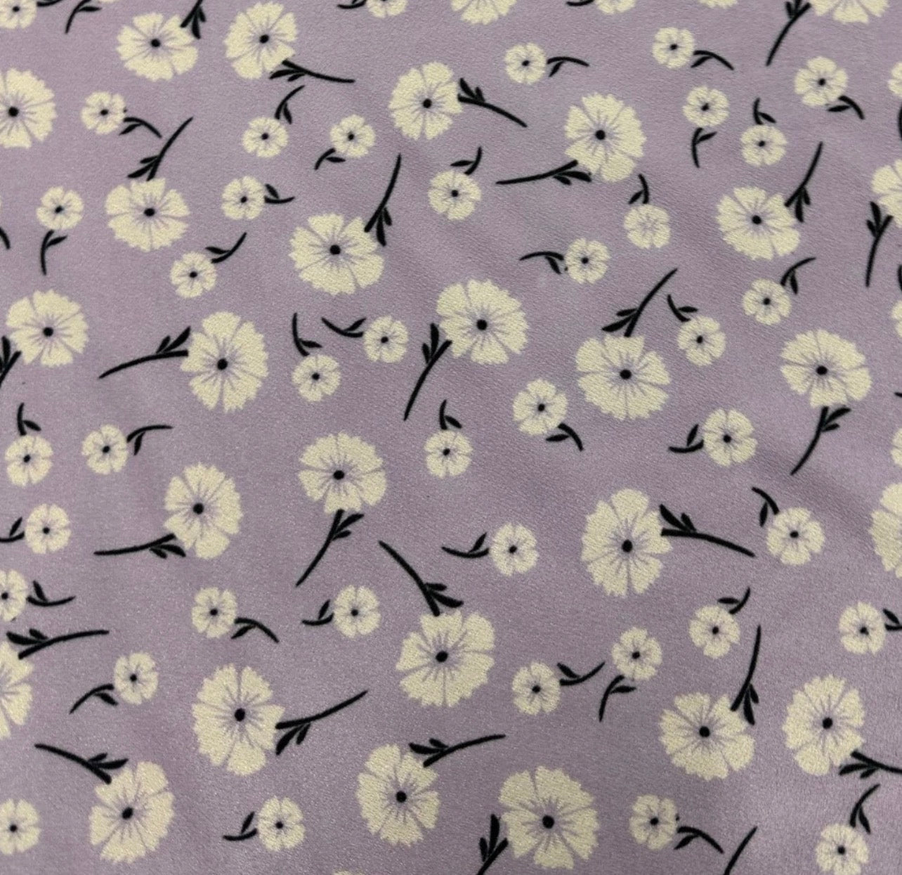 3 Metres Valentino Scuba Crepe Jersey Stretch Fabric (58 Inches) - Floral Lilac