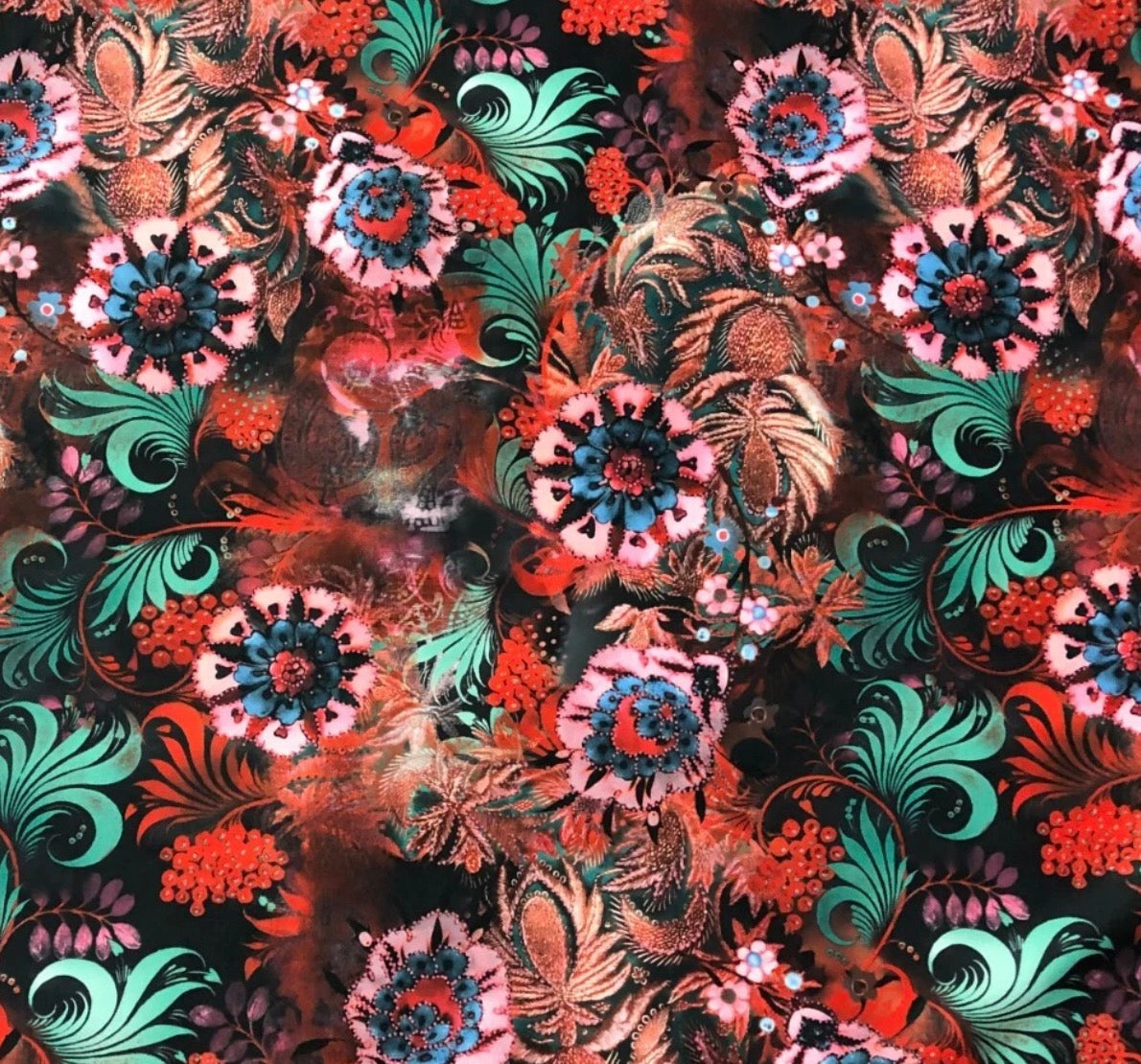3 Metres Scuba Stretch Jersey Fabric (58 Inches) - Floral Multi Colour Print