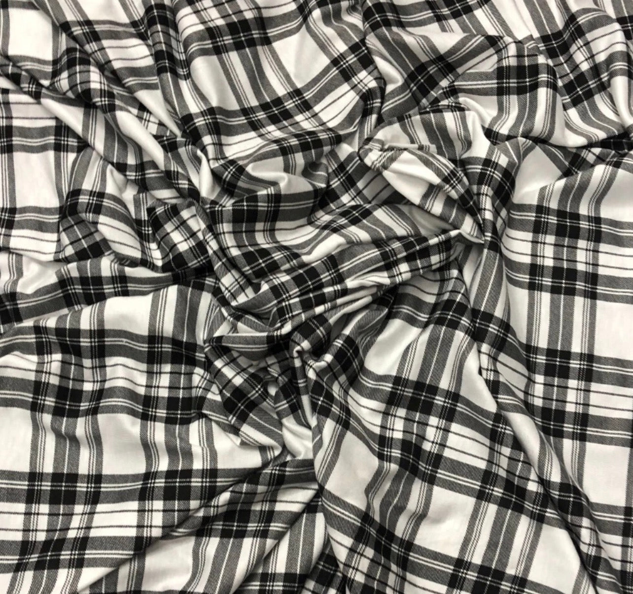 3 Metres Viscose Elastane Single Jersey Stretch Fabric (58 Inches) - Check Tartan Print