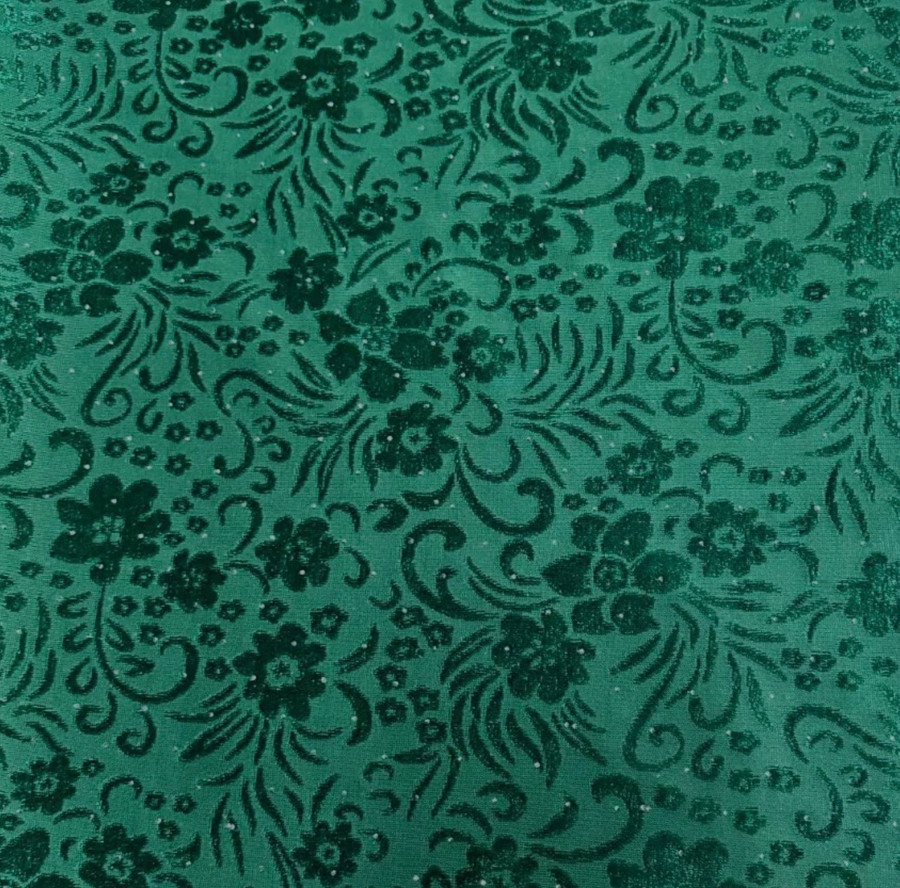 3 Metres Burnout Velvet Palachi Fabric (58 Inches) - Floral with Stones Green