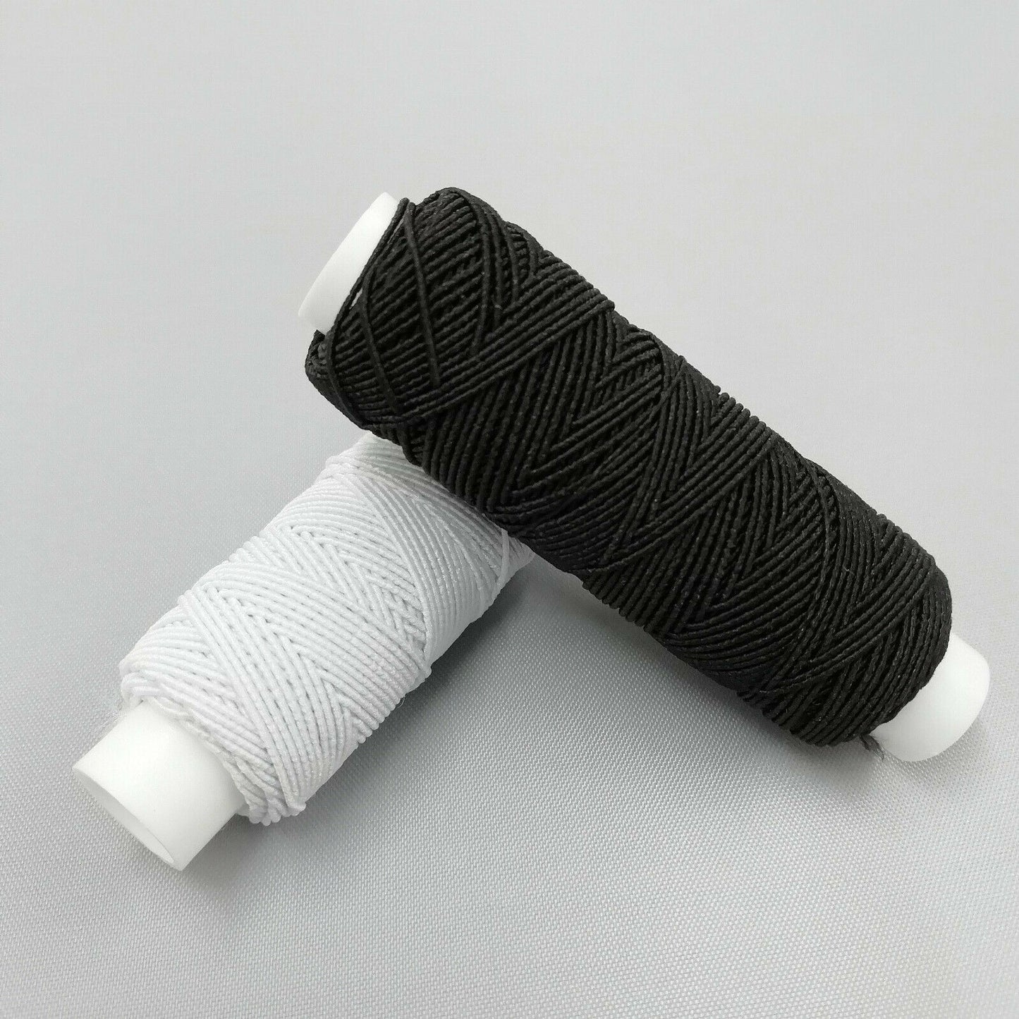 2x Shirring Elastic - 25m Spools - White & Black