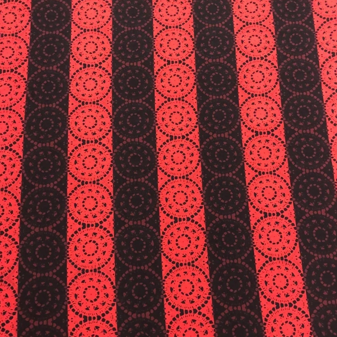 Chirimen Crepe De Chine Fabric (58 Inches) - Stripes Check Red Black Per Metre