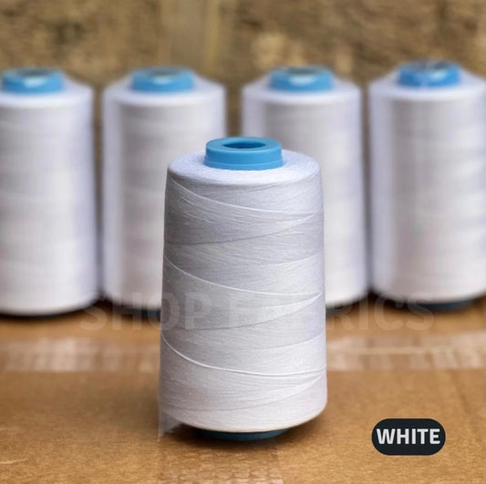 4x Overlocking 5000 Yards Thread Cones 120s Spun Polyester - White