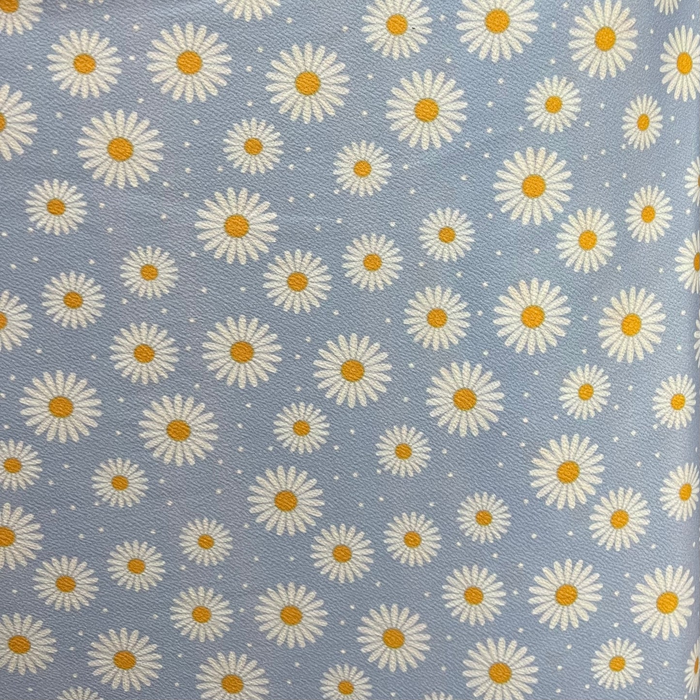 Textured Liverpool Crepe Scuba Jersey Stretch Fabric (58 Inches) - Light Blue Daisy Print Per Metre