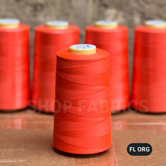 4x Overlocking 5000 Yards Thread Cones 120s Spun Polyester - FL Orange