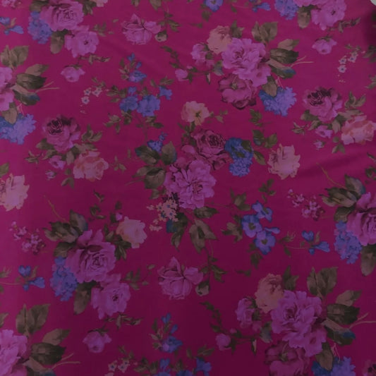 Woven Chirimen Crepe De Chine Fabric (58 Inches) - Floral Per Metre