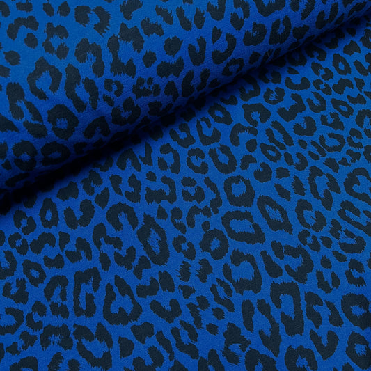 Scuba Crepe Stretch Jersey Fabric (58 Inches) - Animal Royal Blue Per Metre