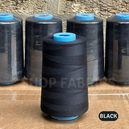 4x Overlocking 5000 Yards Thread Cones 120s Spun Polyester - Black