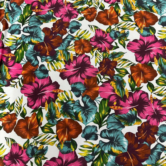 Textured Liverpool Crepe Scuba Jersey Stretch Fabric (58 Inches) - Floral Multi Coloured Print Per Metre