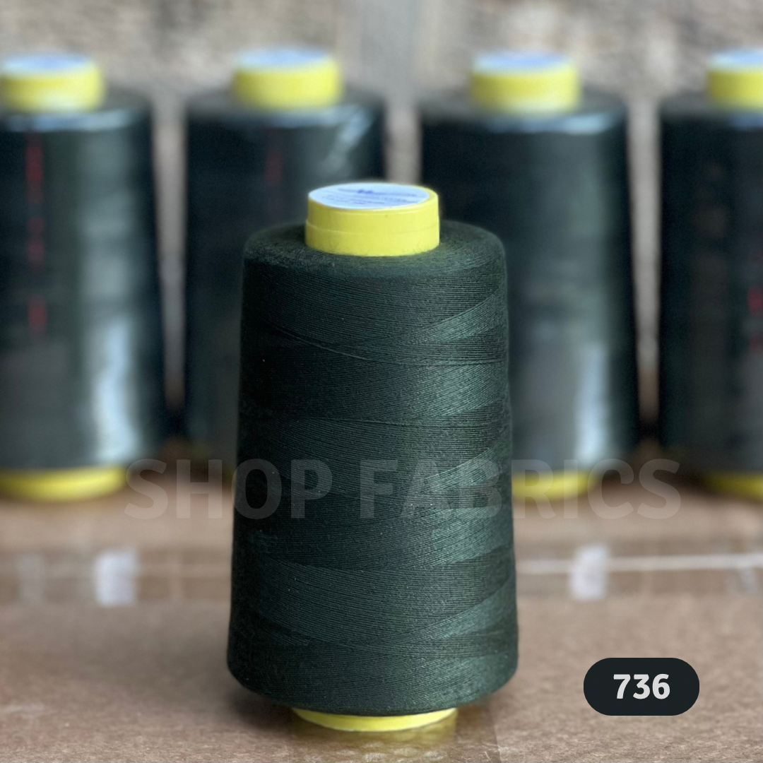 4x Overlocking 5000 Yards Thread Cones 120s Spun Polyester - #736 Green