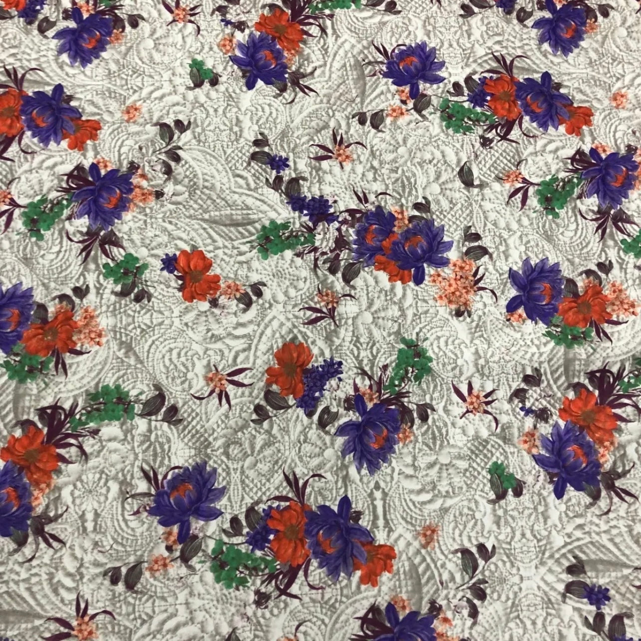 Woven Chirimen Crepe De Chine Fabric (58 Inches) - Multi Colour Floral Per Metre