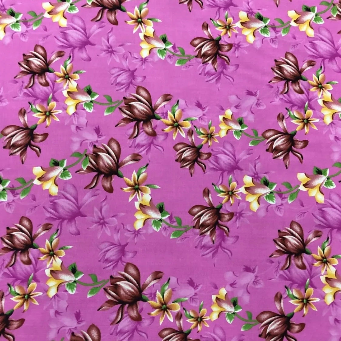 Soft Cotton Viscose Fabric (58 Inches) - Pink Print Floral Per Metre