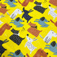 100% Organic Cotton Poplin Fabric (45 Inches) - Yellow Dogs Animals Puppies Pets Per Metre