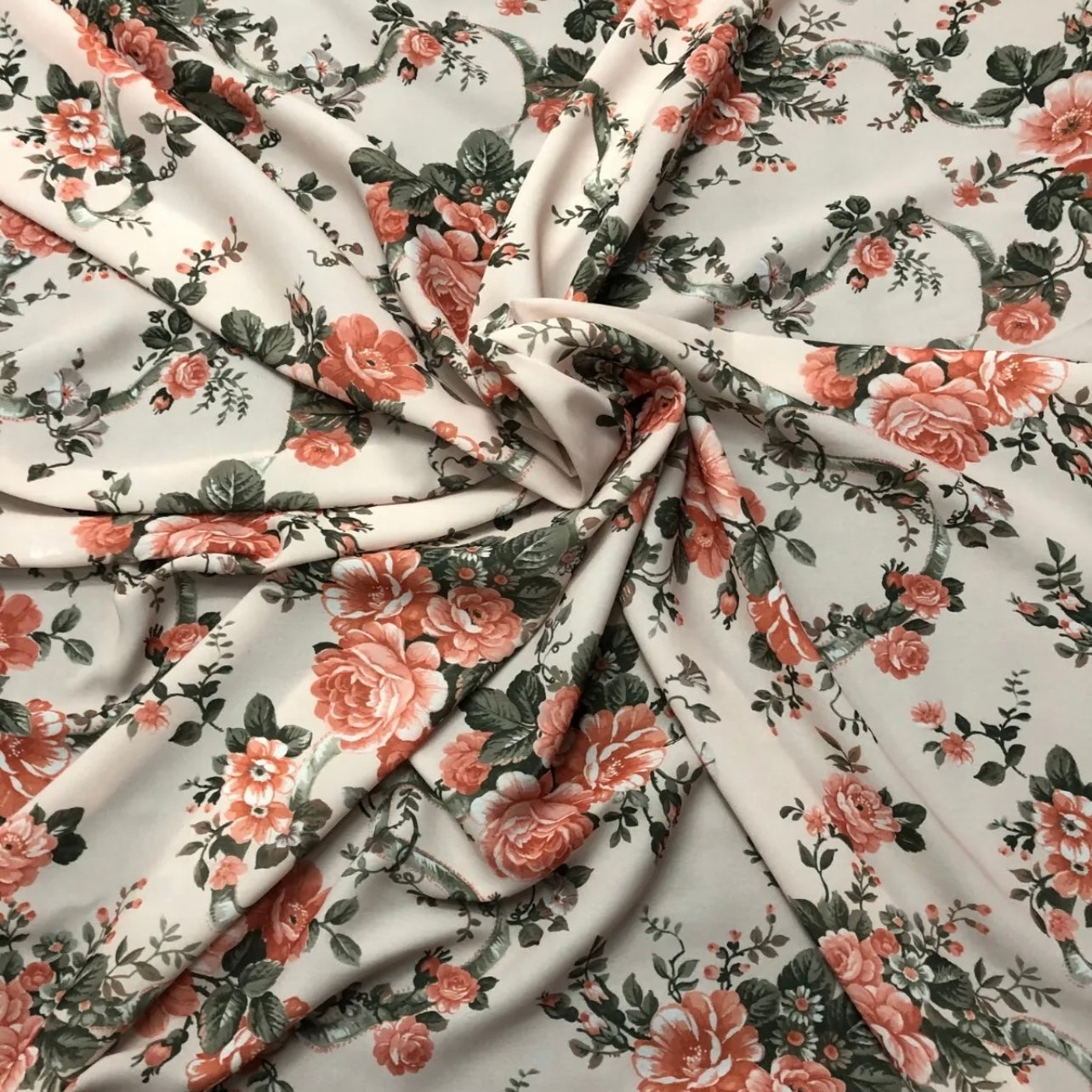 Woven Chirimen Crepe De Chine Fabric (58 Inches) - Floral Per Metre