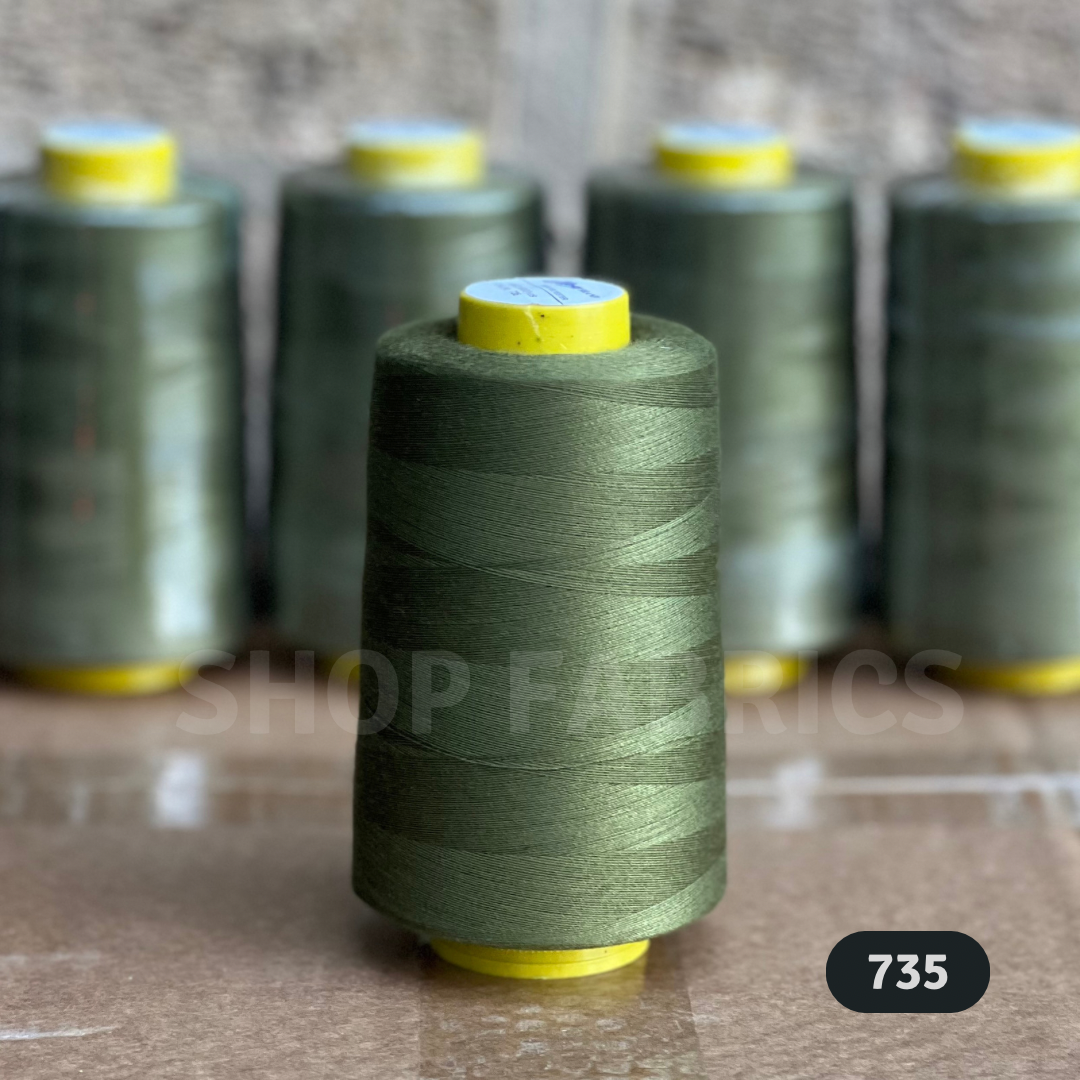 4x Overlocking 5000 Yards Thread Cones 120s Spun Polyester - #735 Green