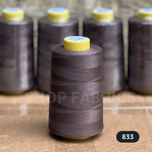 4x Overlocking 5000 Yards Thread Cones 120s Spun Polyester - #833 Brown