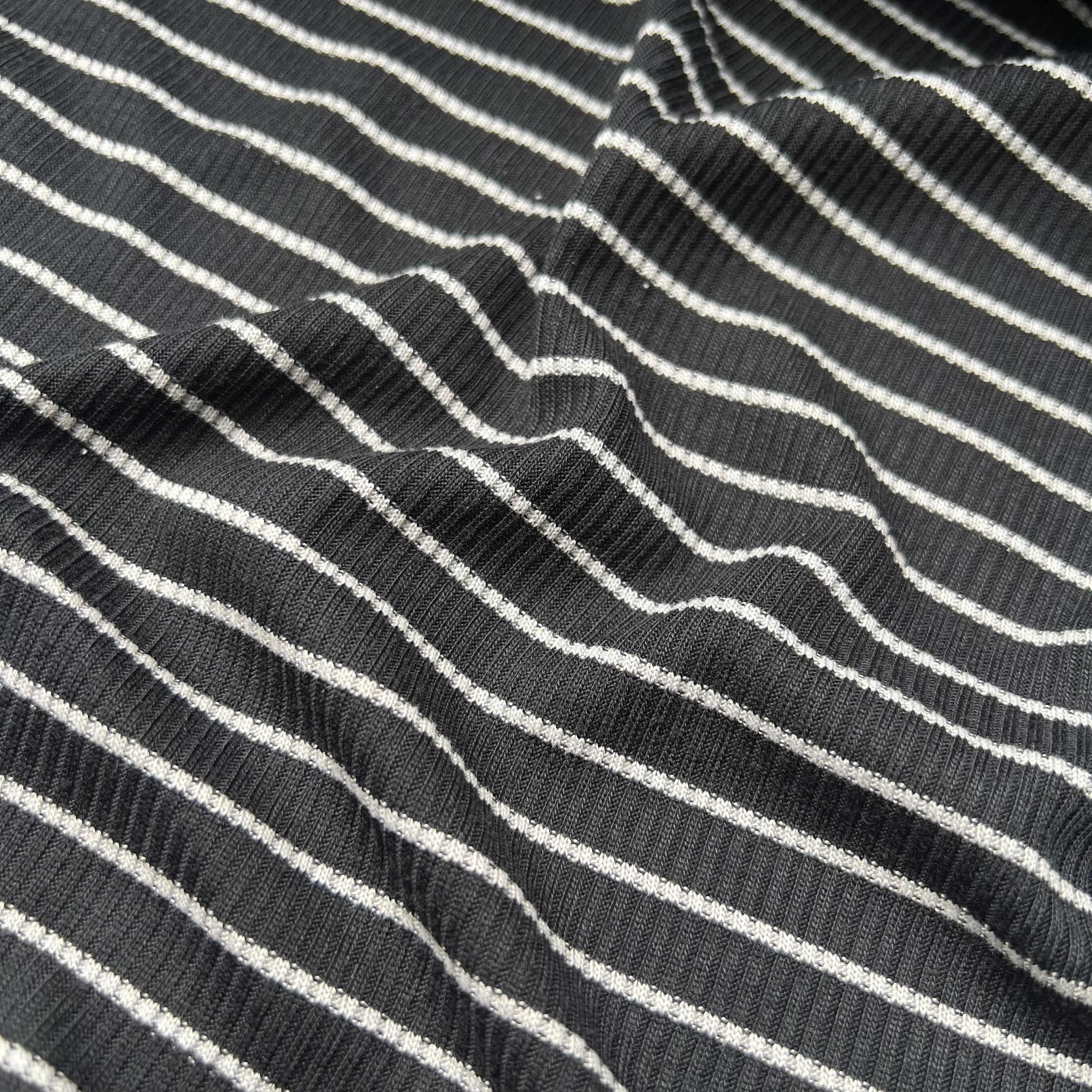 Stripes Rib Stretch Jersey Knit Fabric 58 Inches Black Per Metre Shop Fabrics