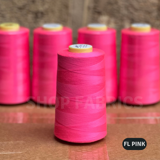 4x Overlocking 5000 Yards Thread Cones 120s Spun Polyester - FL Pink
