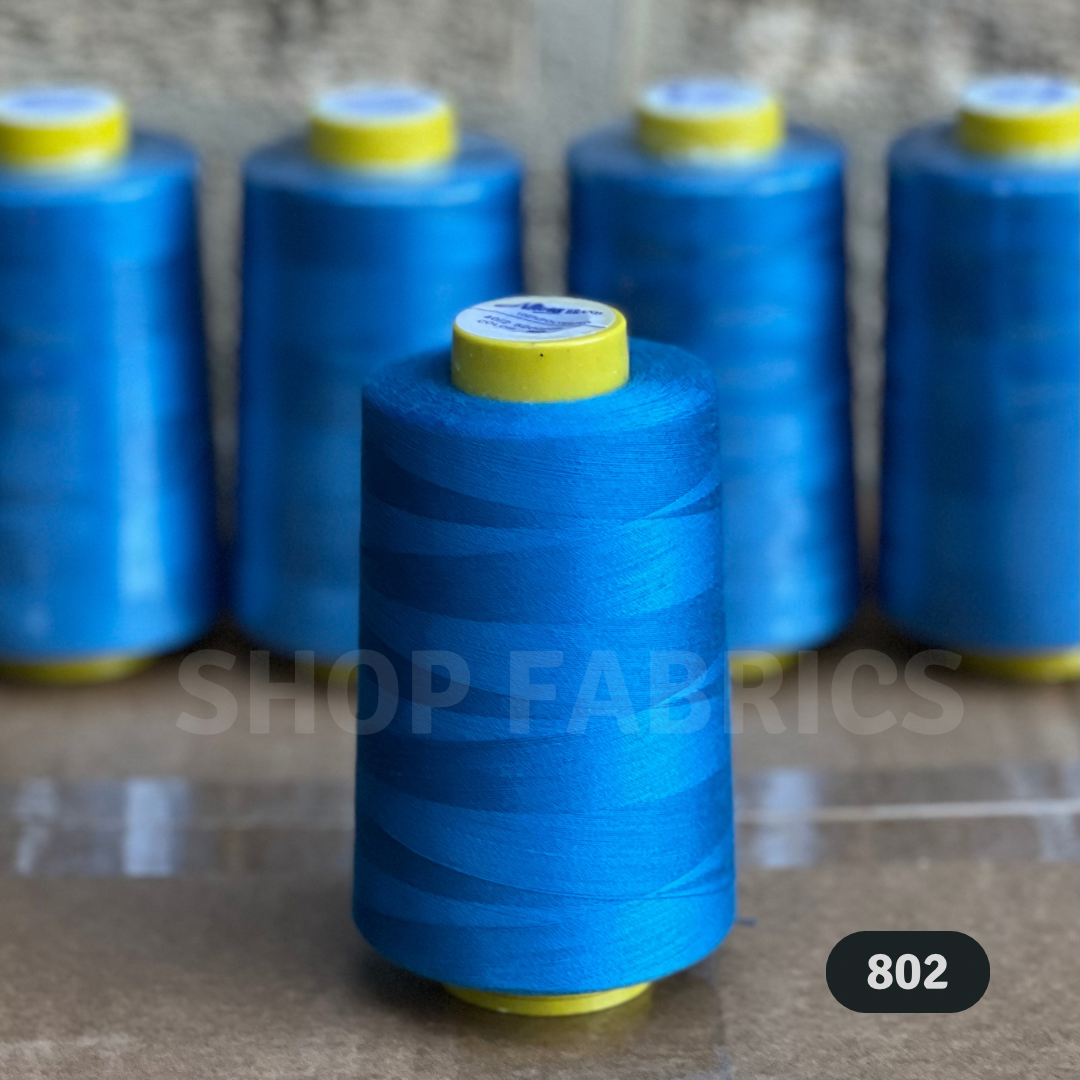 4x Overlocking 5000 Yards Thread Cones 120s Spun Polyester - #802 Blue