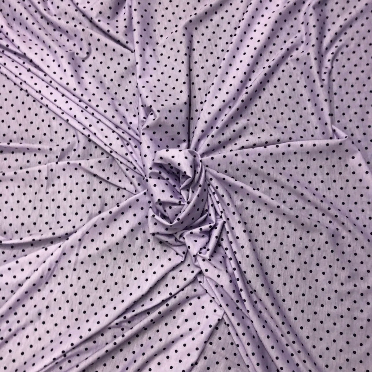 Spun Poly Polyester Soft Handled Jersey Fabric (58 Inches) - Lilac Polka Dot Per Metre