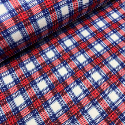 Scuba Jersey Fabric (58 Inches) - Multi Coloured Check Print Per Metre