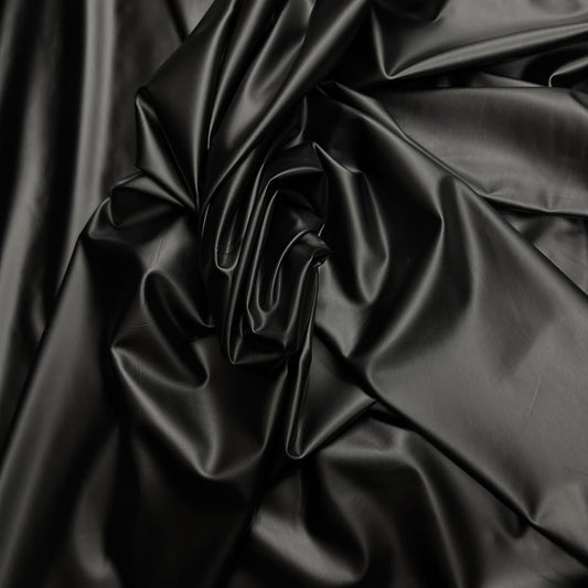 Premium Soft Touch Leather Look Fabric (58 Inches) - Plain Black Per Metre