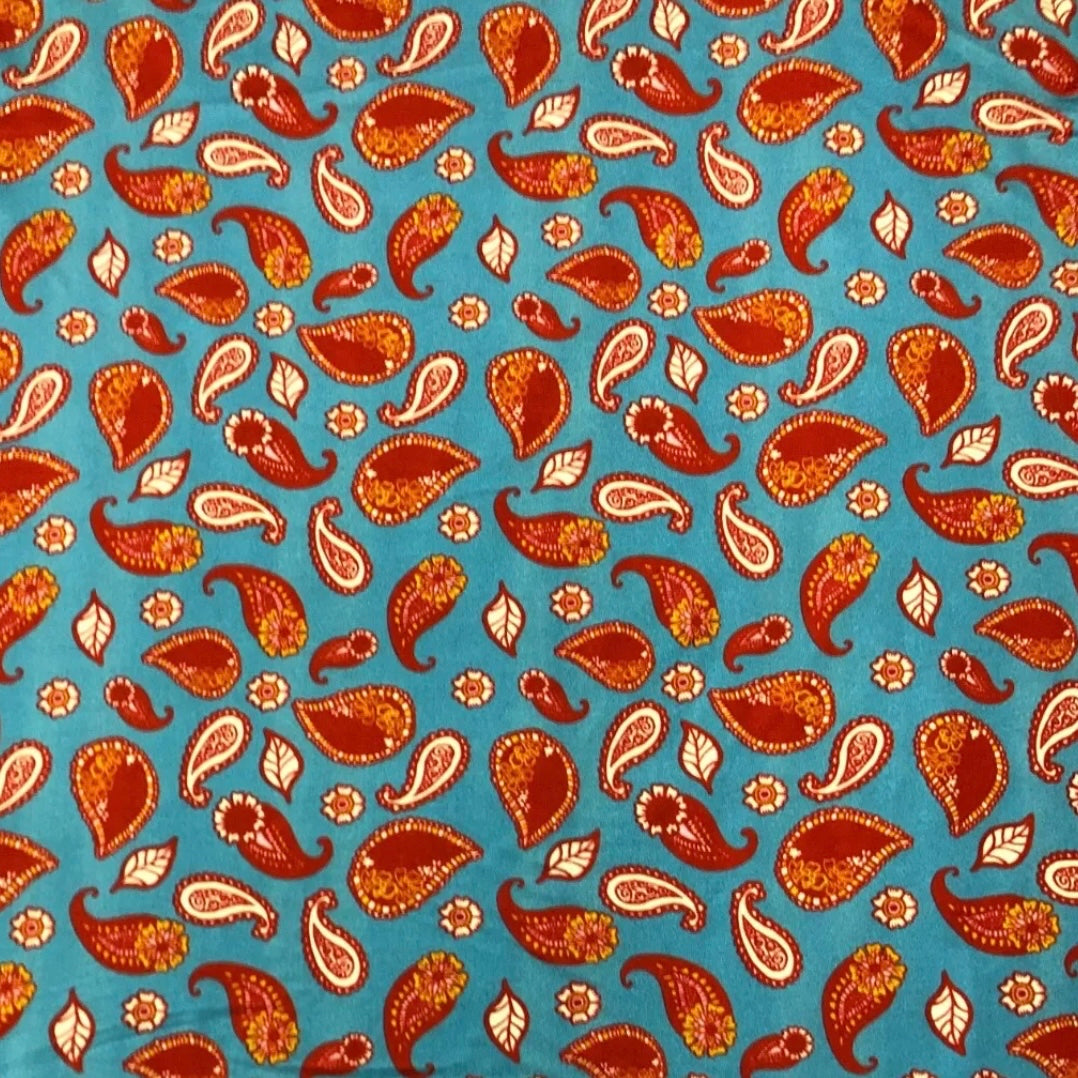 Soft Touch Lycra Stretchy Jersey Fabric (58 Inches) - Paisley Blue Per Metre