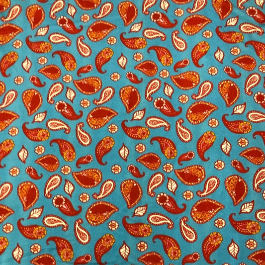 Soft Touch Lycra Stretchy Jersey Fabric (58 Inches) - Paisley Blue Per Metre