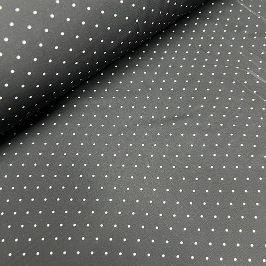 Soft Crepe De Chine Print Polka Dot Fabric (58 Inches) - Black Per Metre