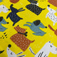 100% Organic Cotton Poplin Fabric (45 Inches) - Yellow Dogs Animals Puppies Pets Per Metre