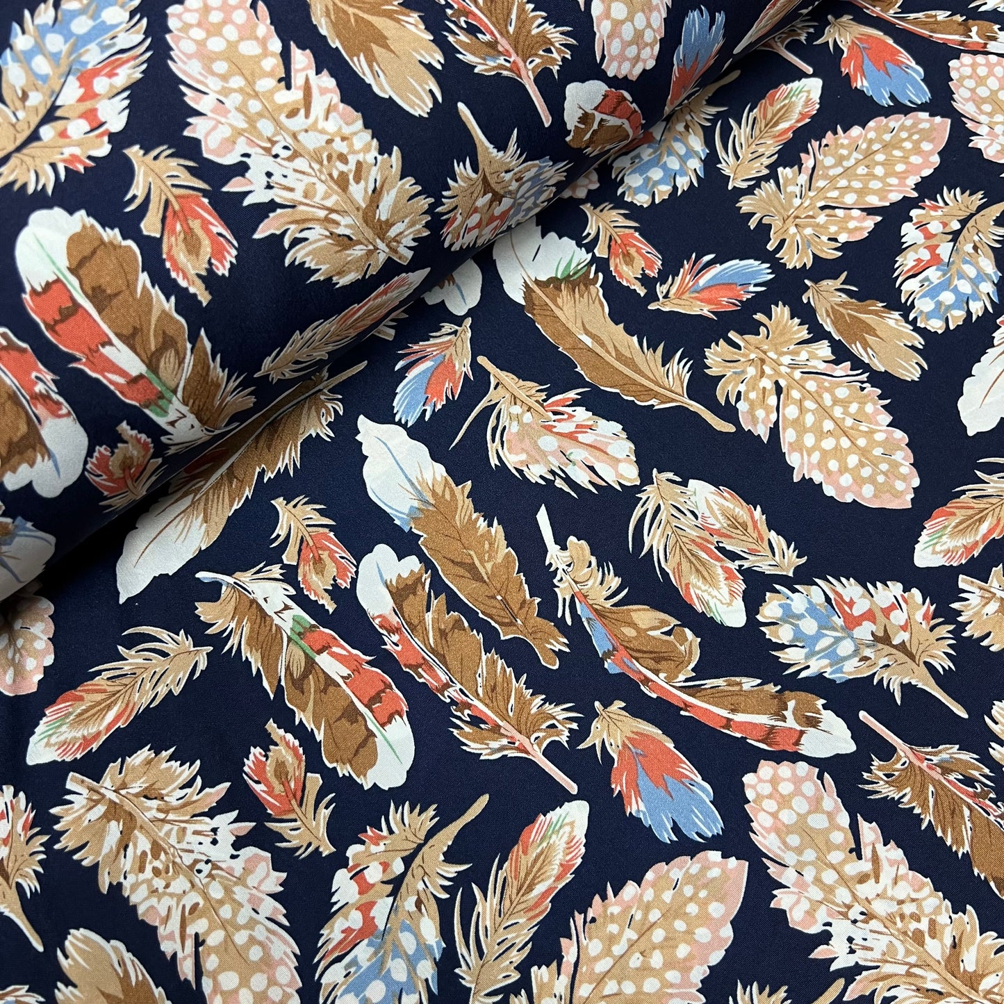 Soft Crepe De Chine Fabric (58 Inches) - Navy Multi Colour Floral Per Metre