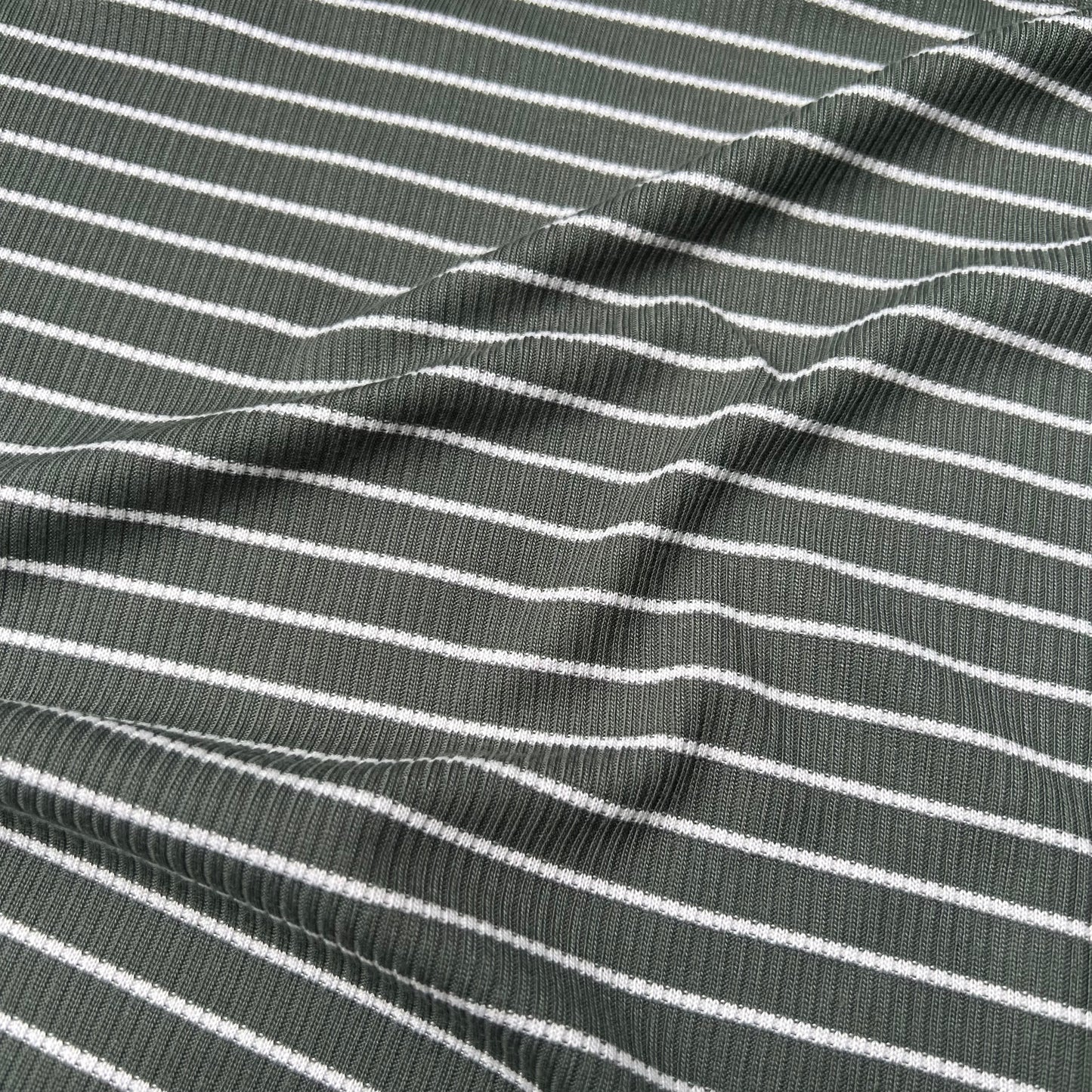 Stripes Rib Stretch Jersey Knit Fabric (58 Inches) - Khaki Per Metre