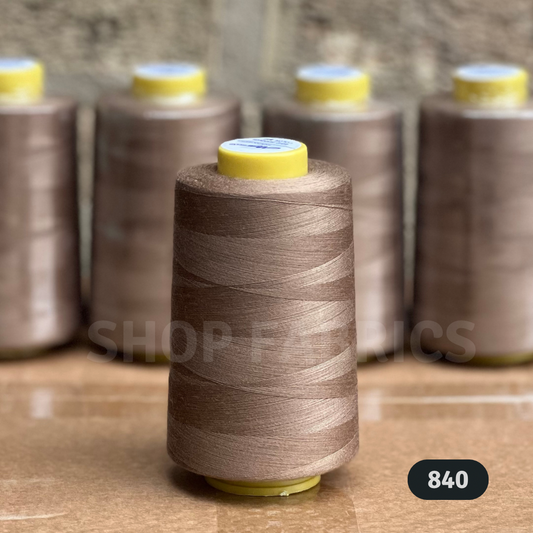 4x Overlocking 5000 Yards Thread Cones 120s Spun Polyester - #840 Brown