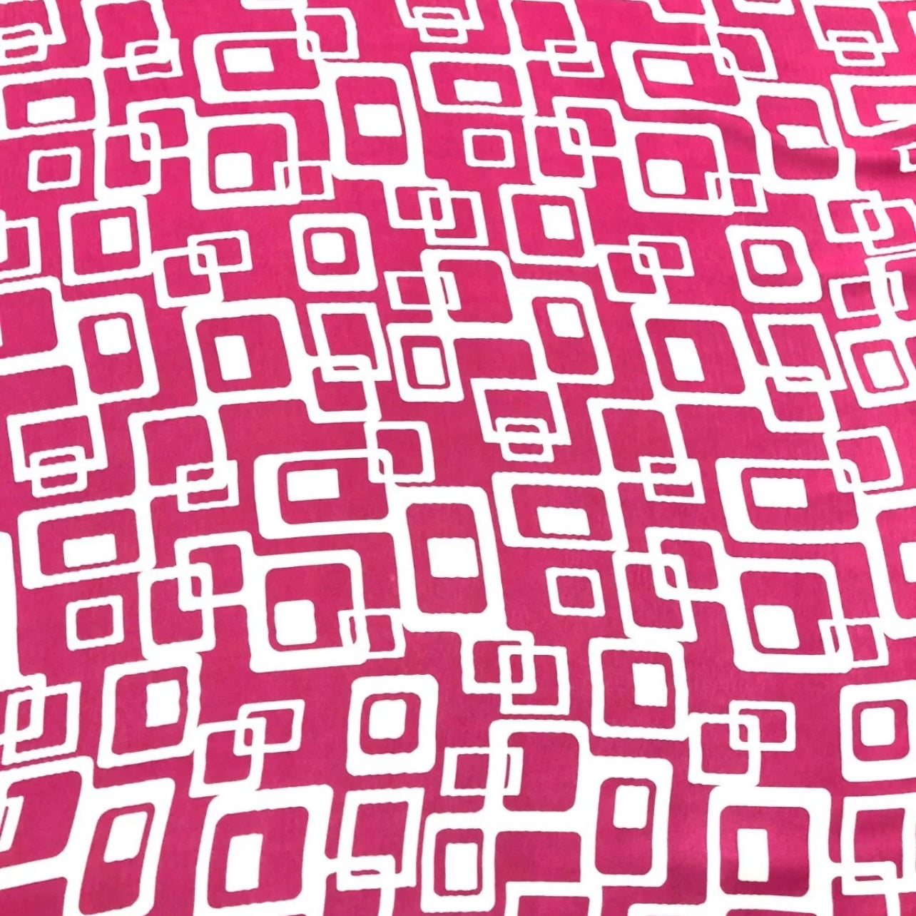 Woven Chirimen Crepe De Chine Fabric (58 Inches) - Pink Squares Rectangles Per Metre