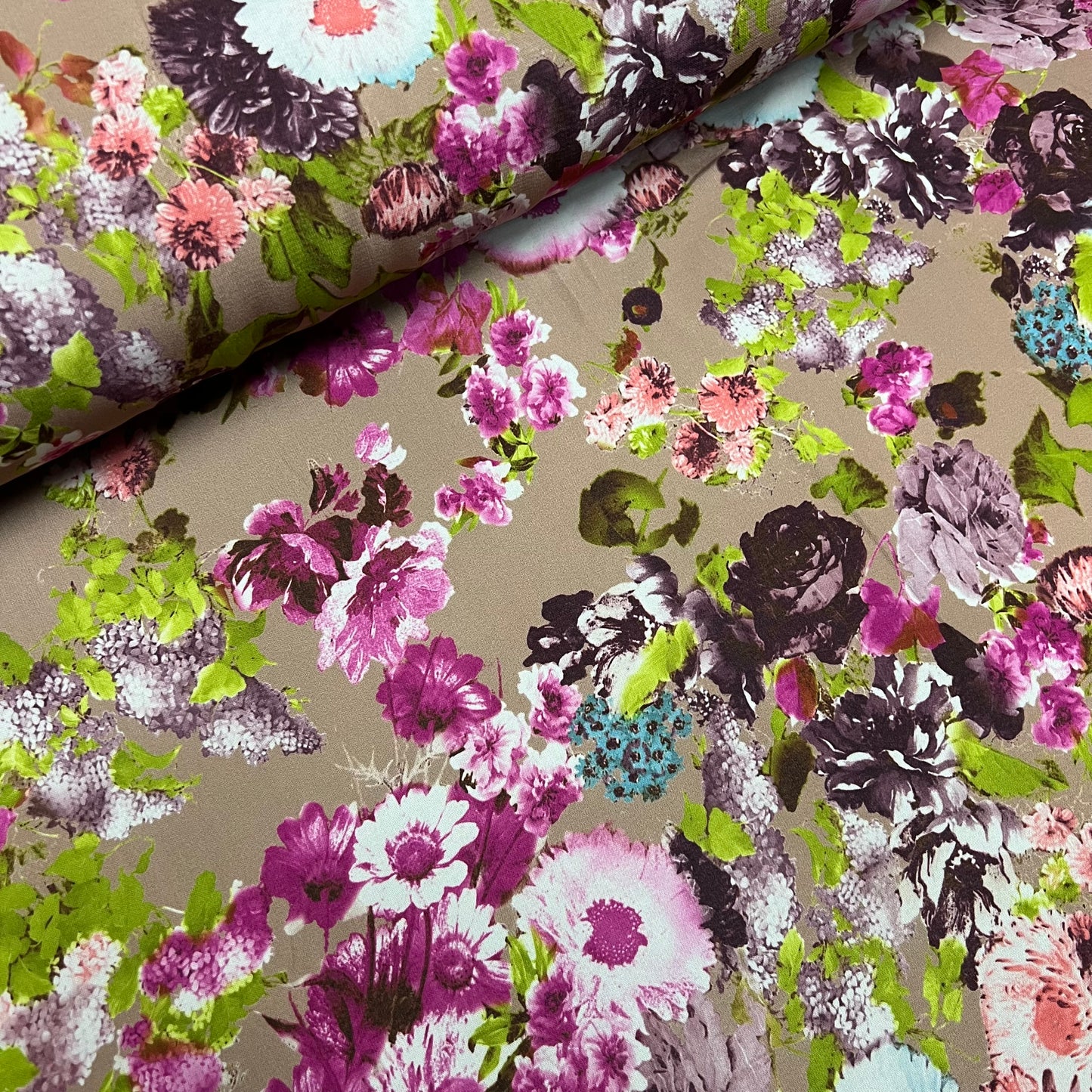 Soft Crepe De Chine Fabric (58 Inches) - Pink Multi Colour Floral Per Metre