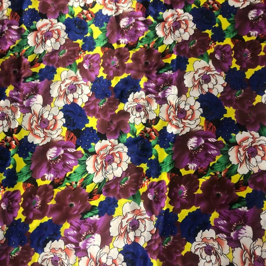 Satin Fabric (58 Inches) - Multi Colour Floral Print Per Metre