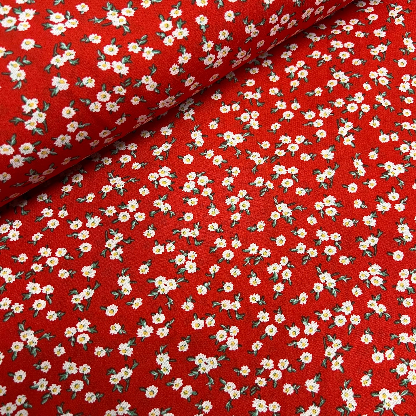 Soft Crepe De Chine Print Fabric (58 Inches) - Red Multi Colour Per Metre