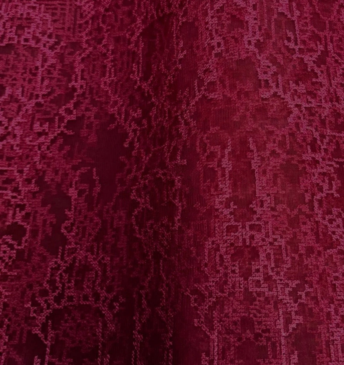3 Metres Embroidered Soft Net Lace Fabric (58 Inches) - Dark Cerise
