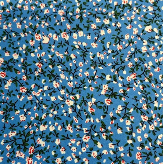 3 Metres Floral Woven Crepe De Chine Fabric (58 Inches) - Blue