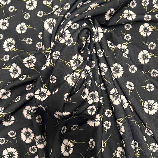 3 Metres Valentino Scuba Crepe Jersey Stretch Fabric (58 Inches) - Floral Dark Grey