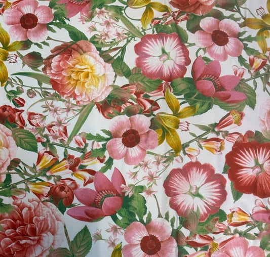 3 Metres Heavy Weight Woven Satin Fabric (58 Inches) - Floral Multi Colour